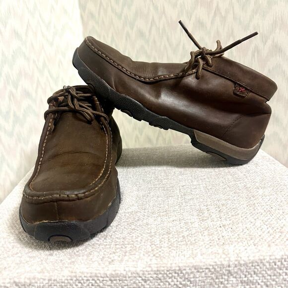 Twisted X Work Boots Steel Toe Moc Toe Brown Leather Mens 8.5 Safety ASTM EH